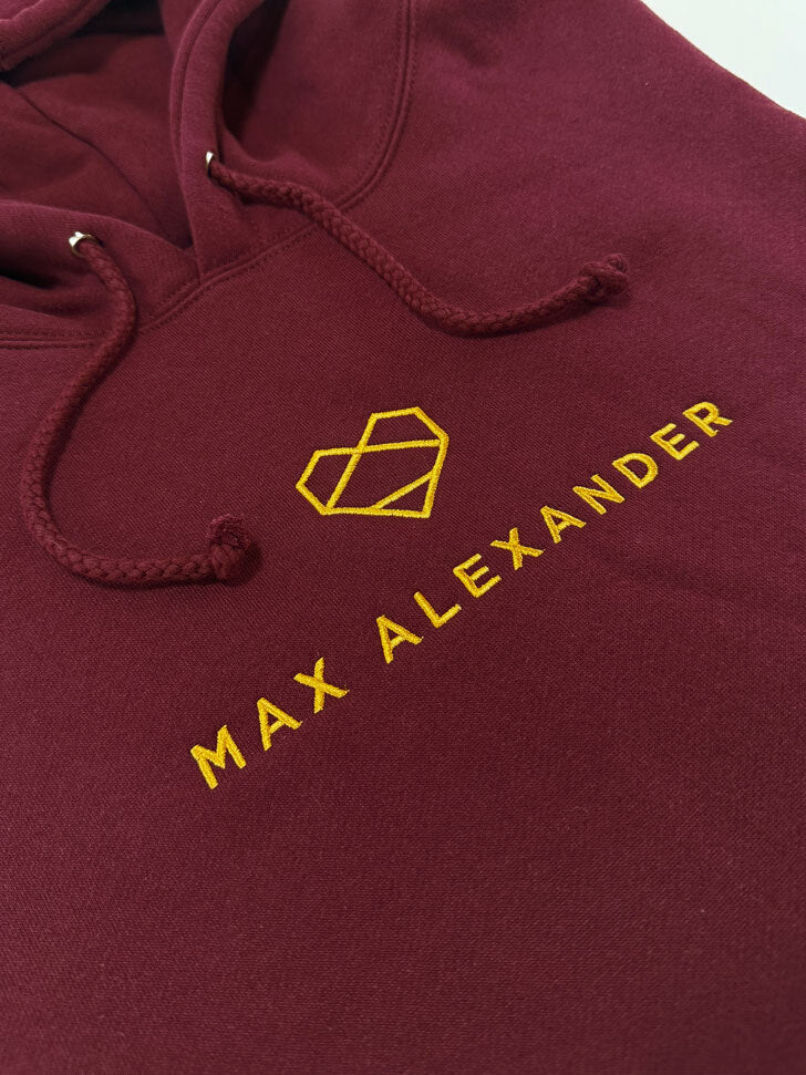 Heart Logo Embroidered Maroon Hoodie