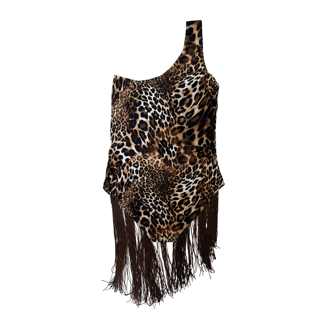 Cheetah Fringe Swimsuit & Wrap Skirt Combo