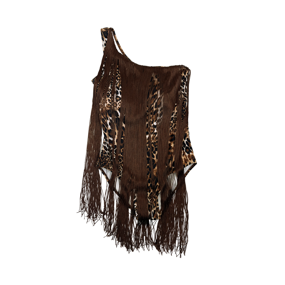 Cheetah Fringe Swimsuit & Wrap Skirt Combo