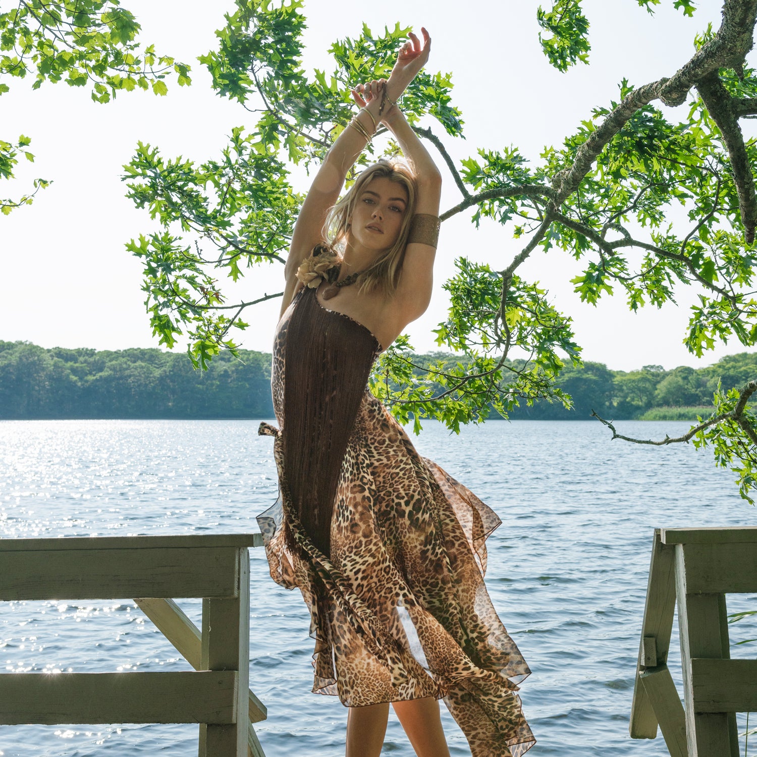 Cheetah Fringe Swimsuit & Wrap Skirt Combo